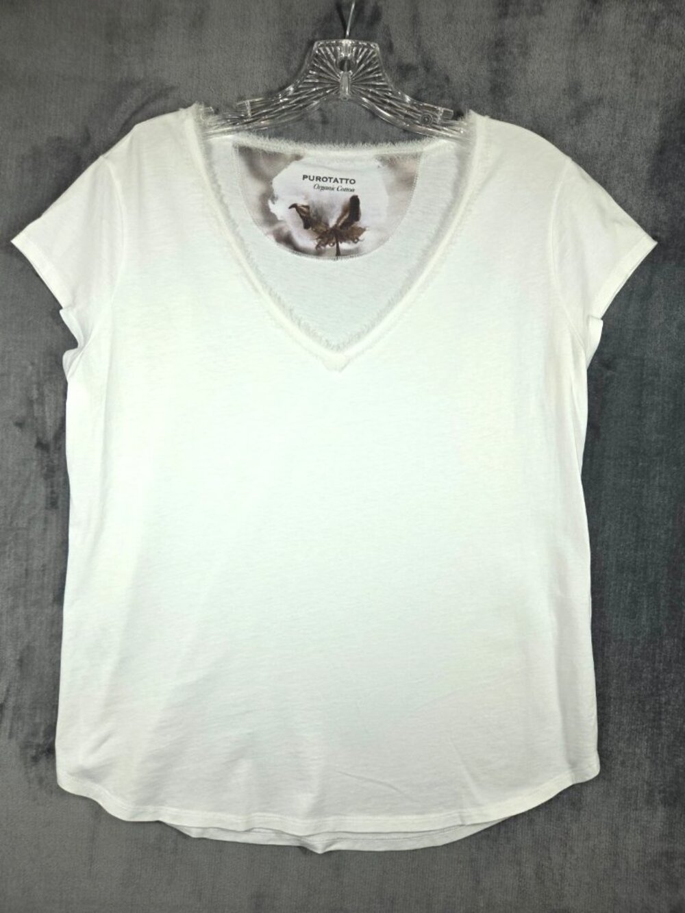 Purotatto Womens White T-shirt Size L Organic Cotton Italian Designer Luxe
